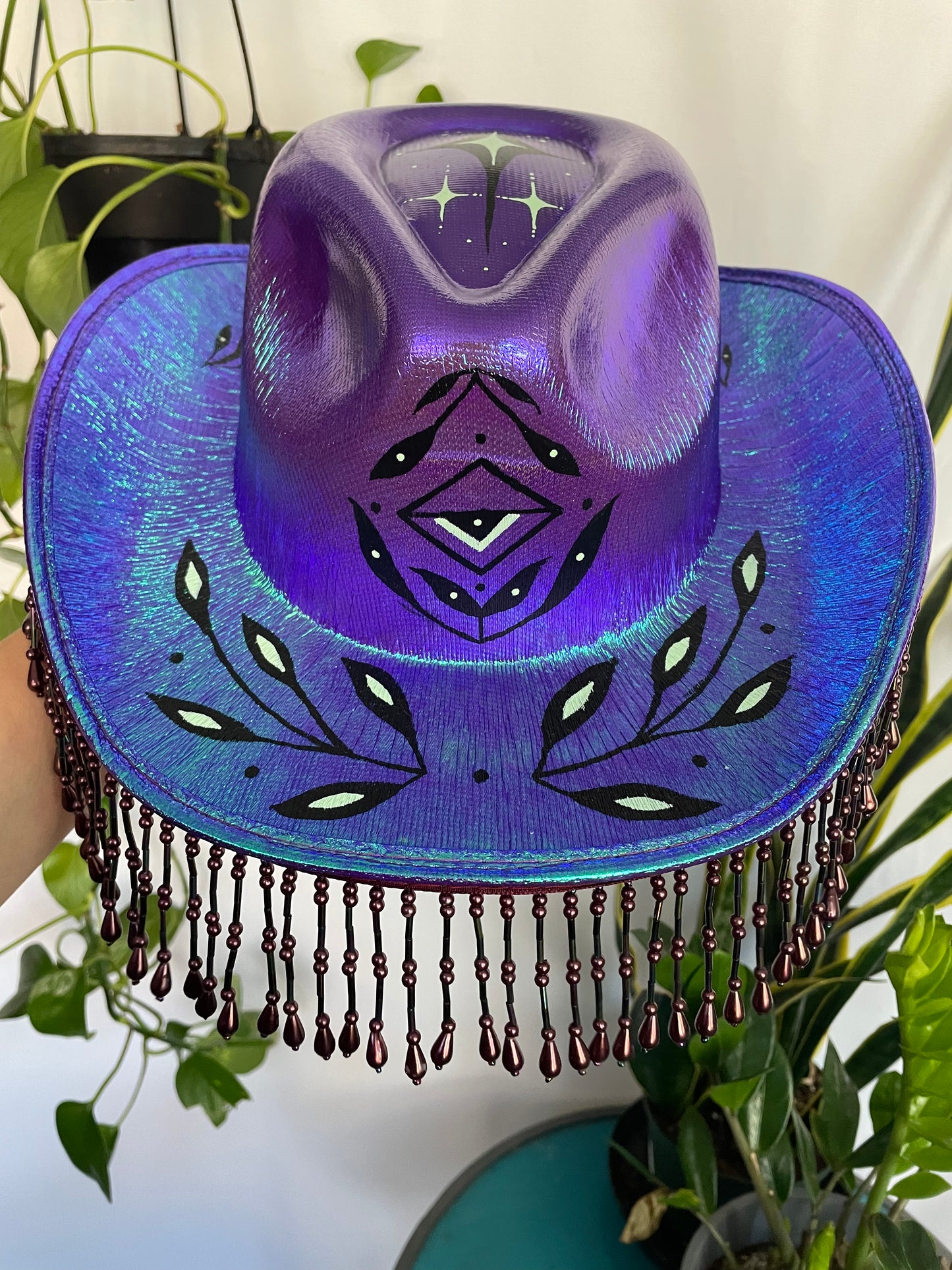 Hand Painted Hat ~ Blue #2