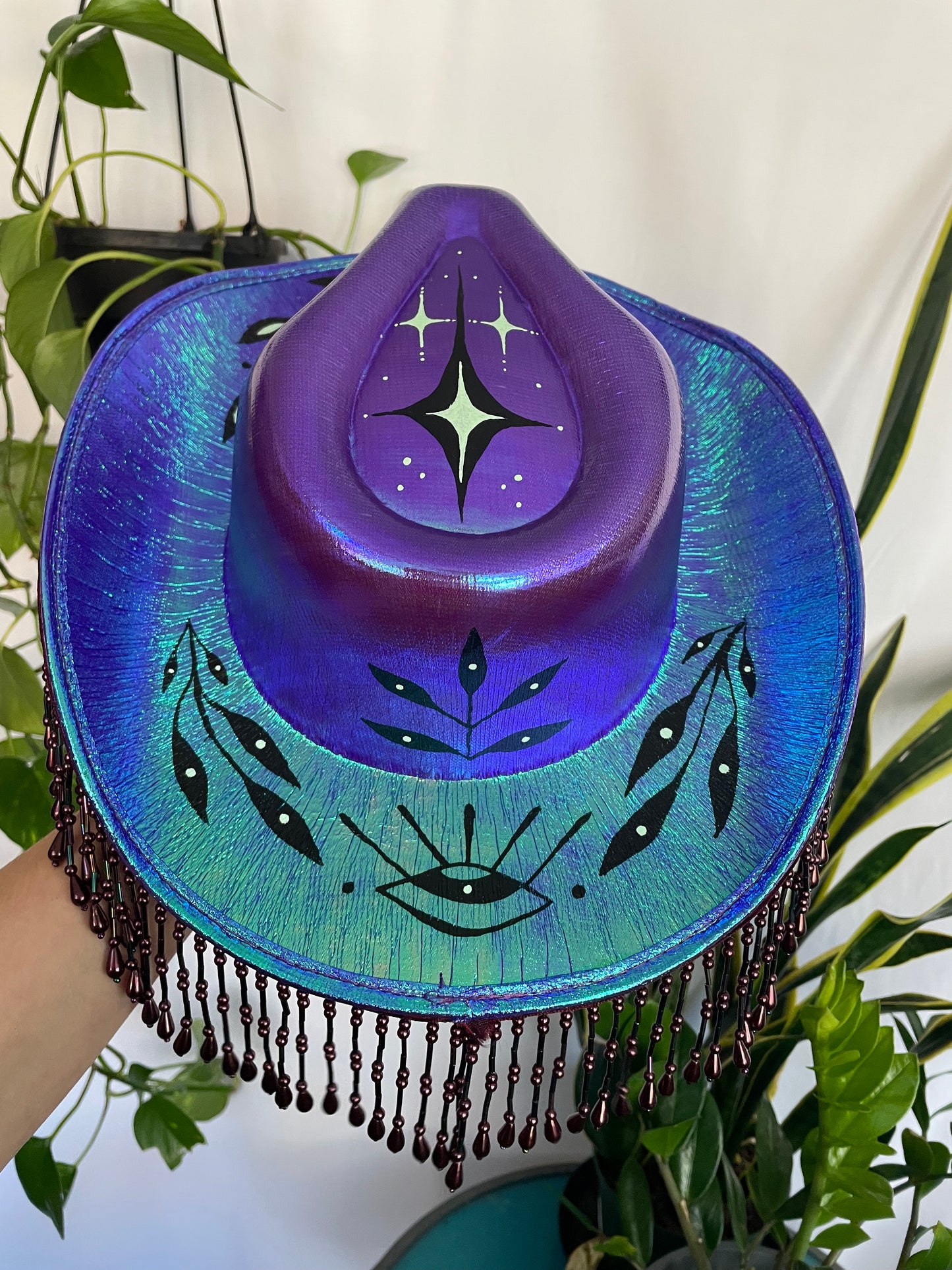 Hand Painted Hat ~ Blue #2