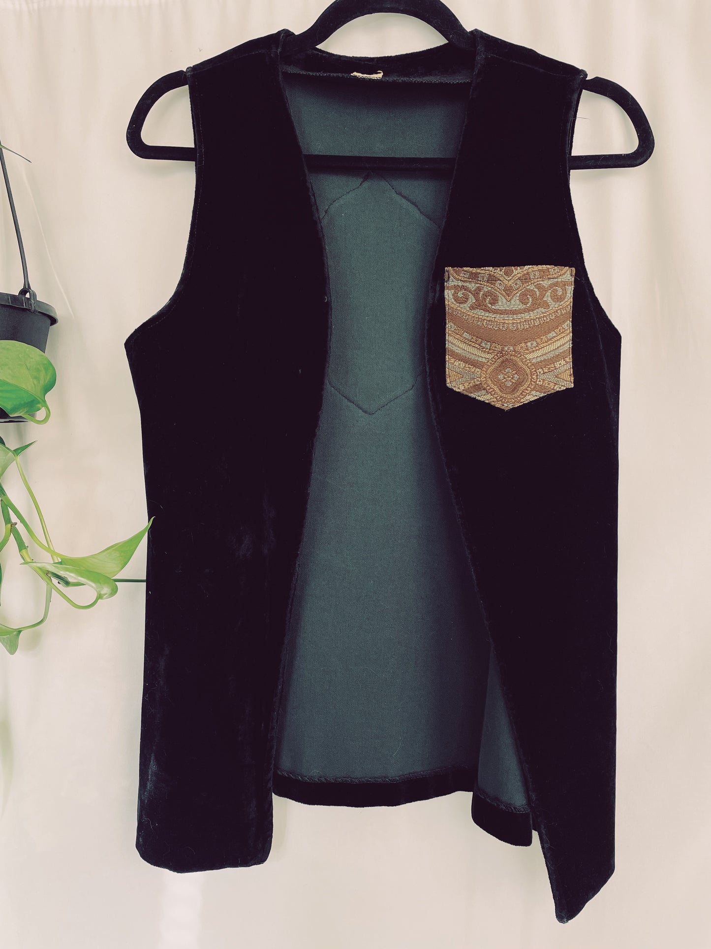 Velvet Hand Painted Patchwork Vest Small