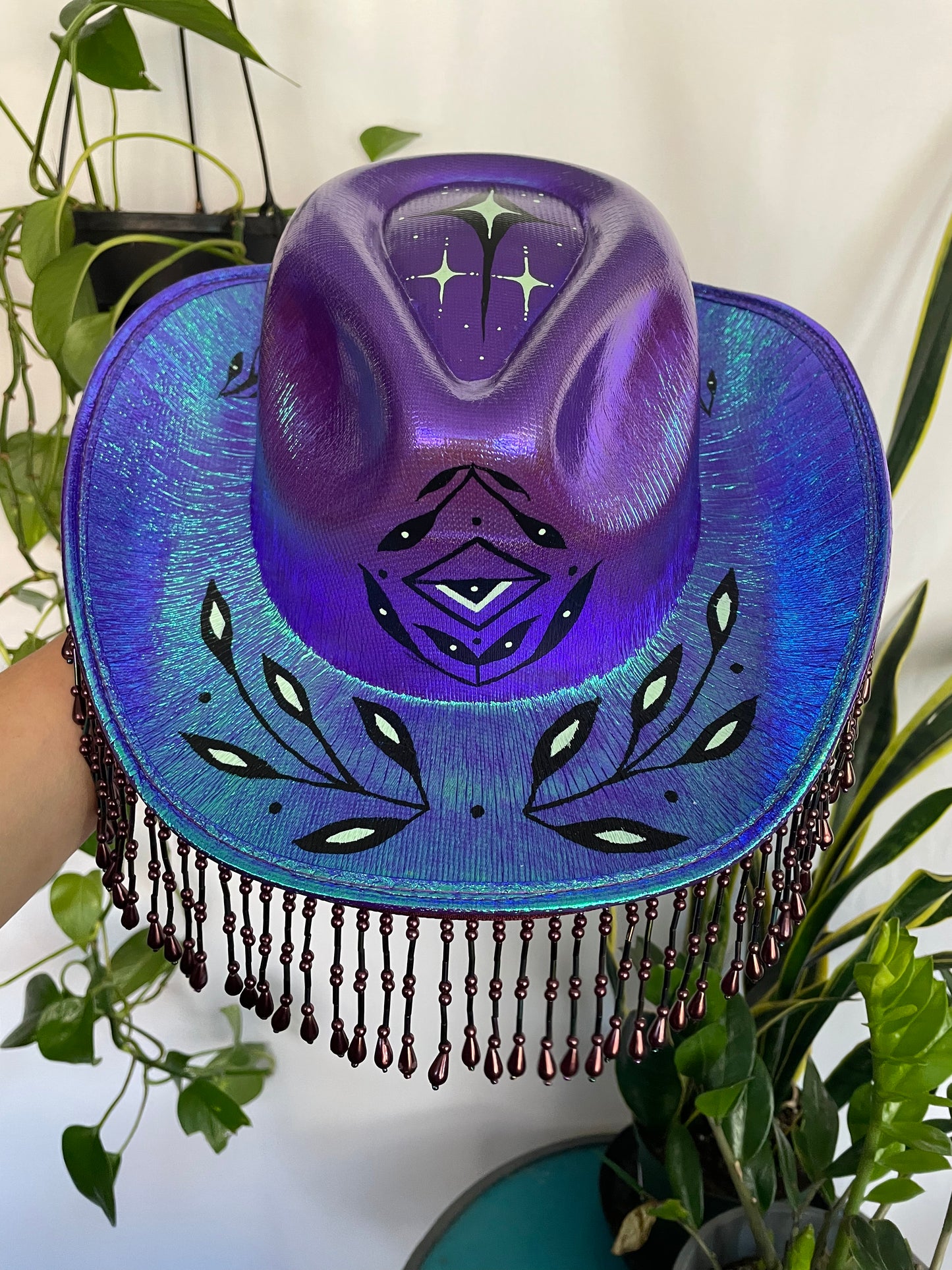 Hand Painted Hat ~ Blue #2