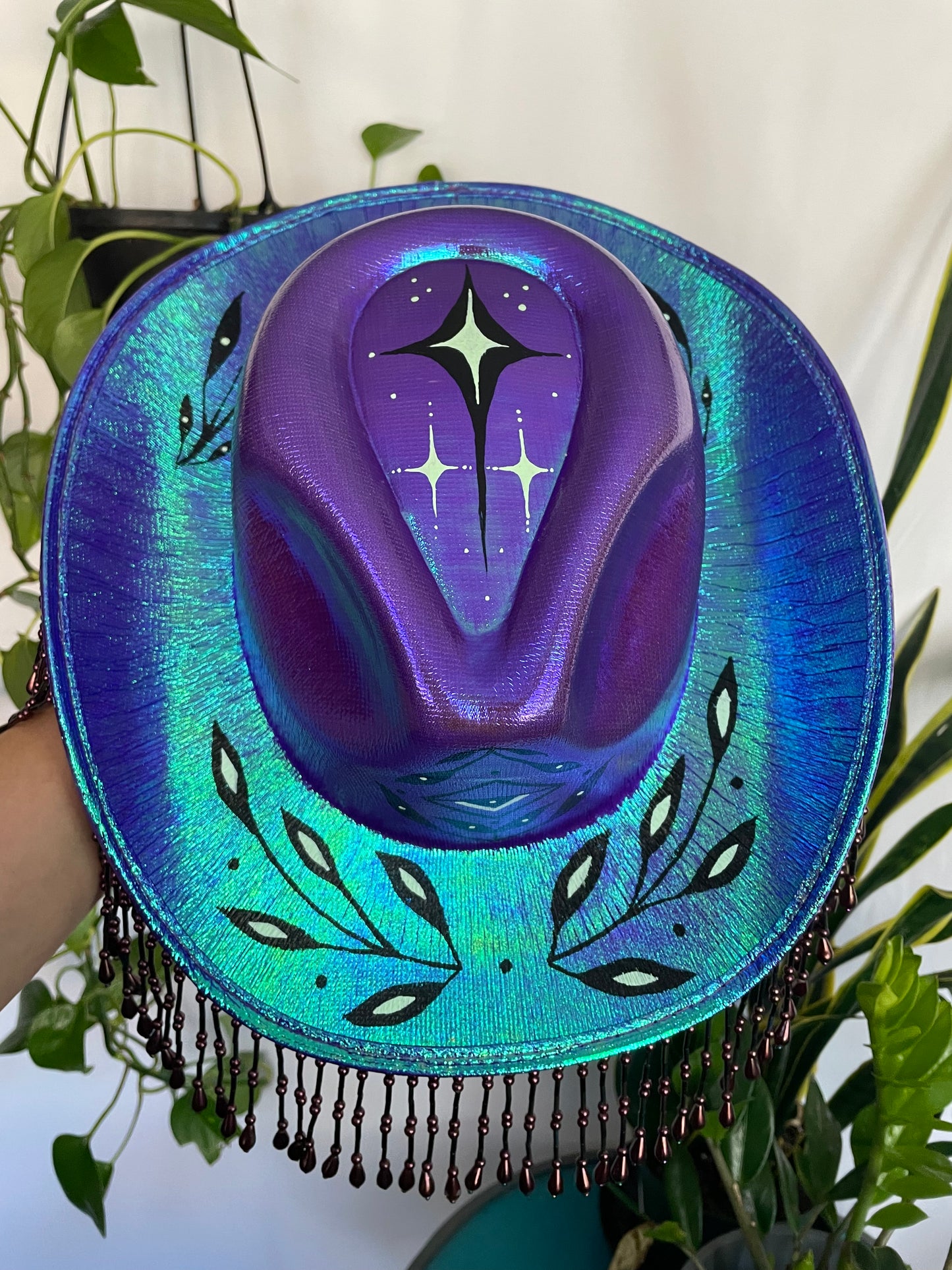 Hand Painted Hat ~ Blue #2
