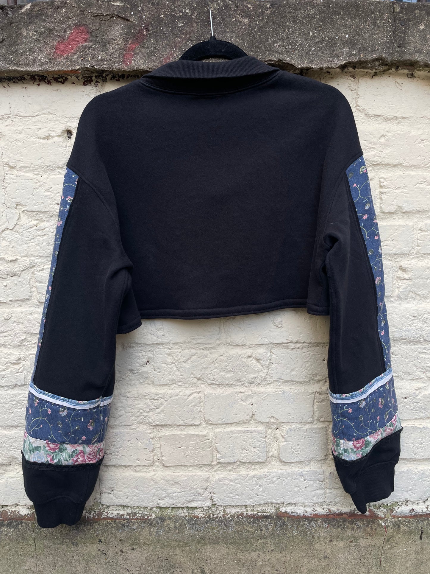 Patchwork Quilt Crop Pullover Sweatshirt