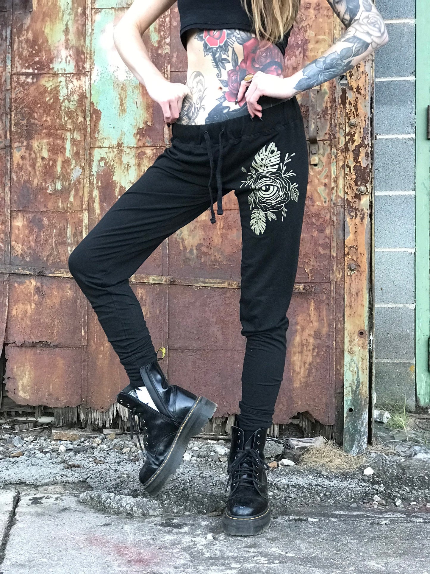 Eyeball Flower Shimmery Gold Unisex Joggers - Limited Edition