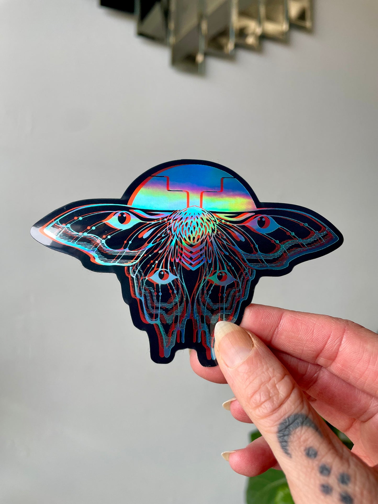 3D Moth Holographic Sticker