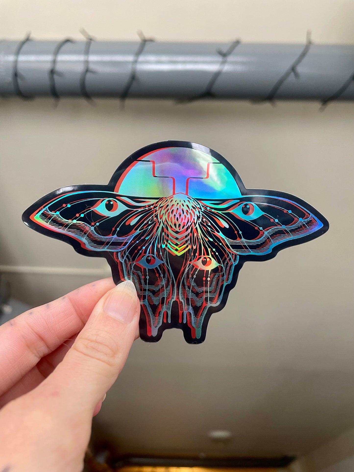 3D Moth Holographic Sticker