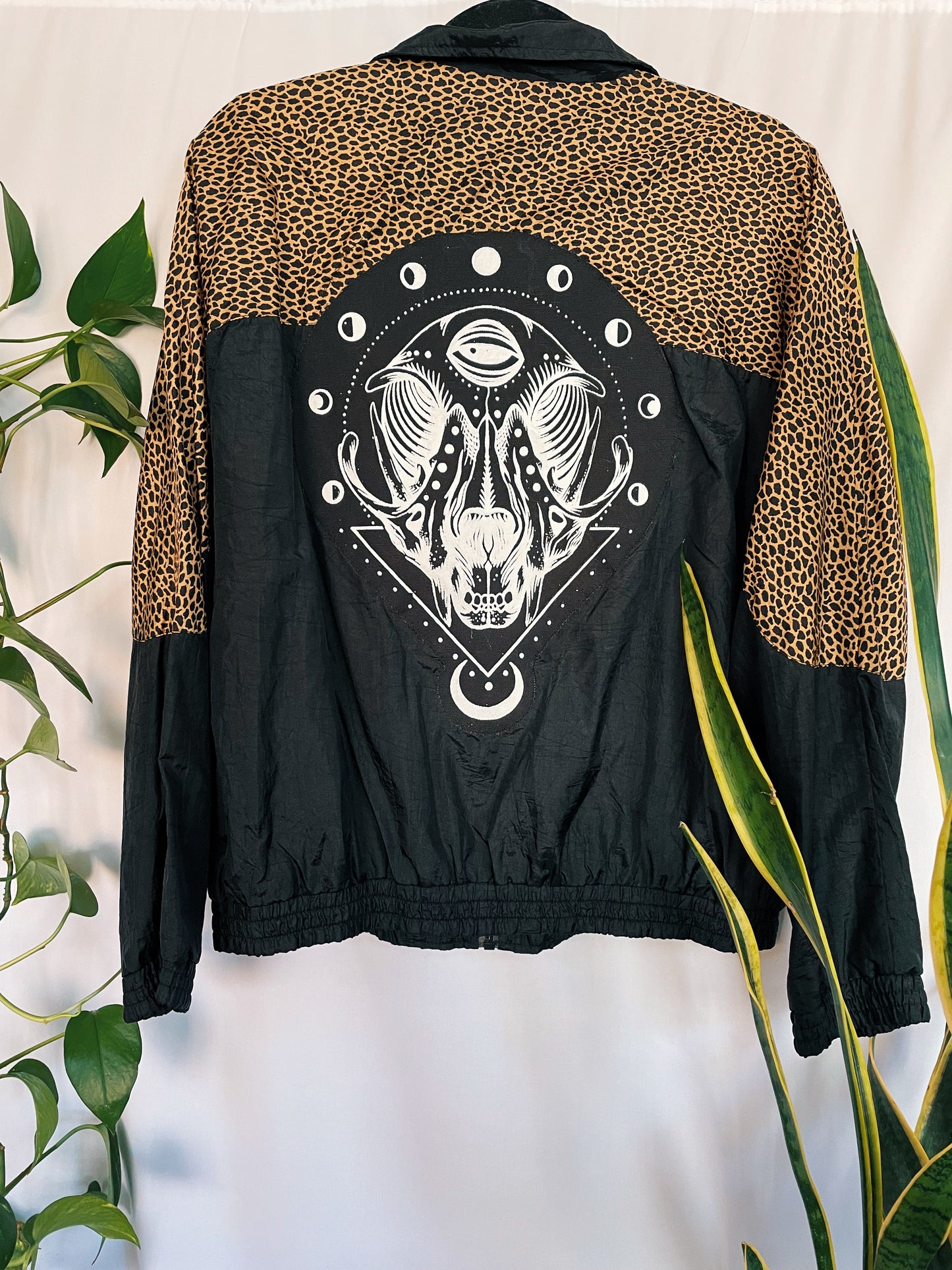 Cat Skull Windbreaker Hand Painted Patch