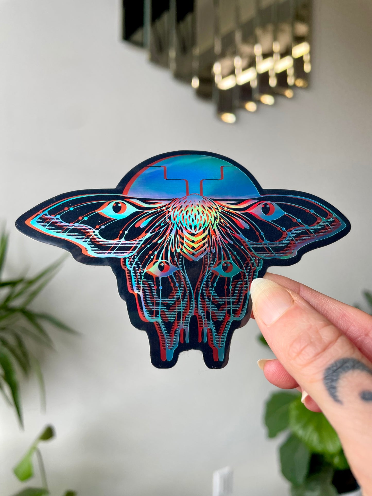 3D Moth Holographic Sticker