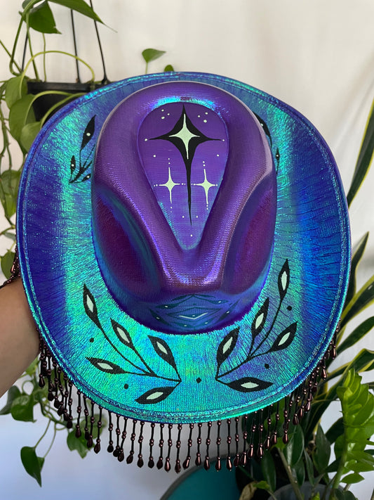 Hand Painted Hat ~ Blue #2