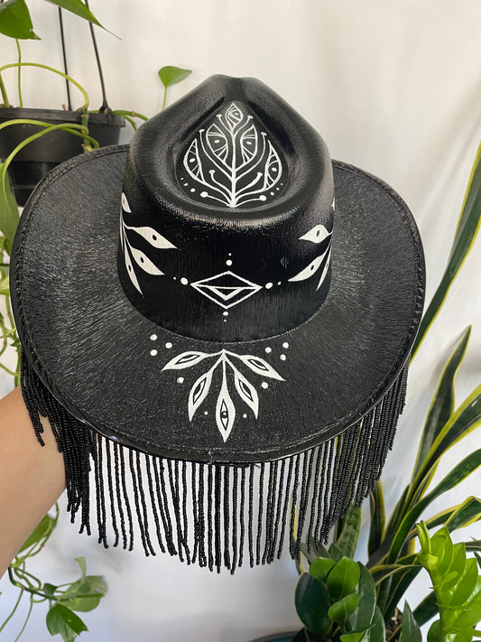 Hand Painted Hat ~ Black #2