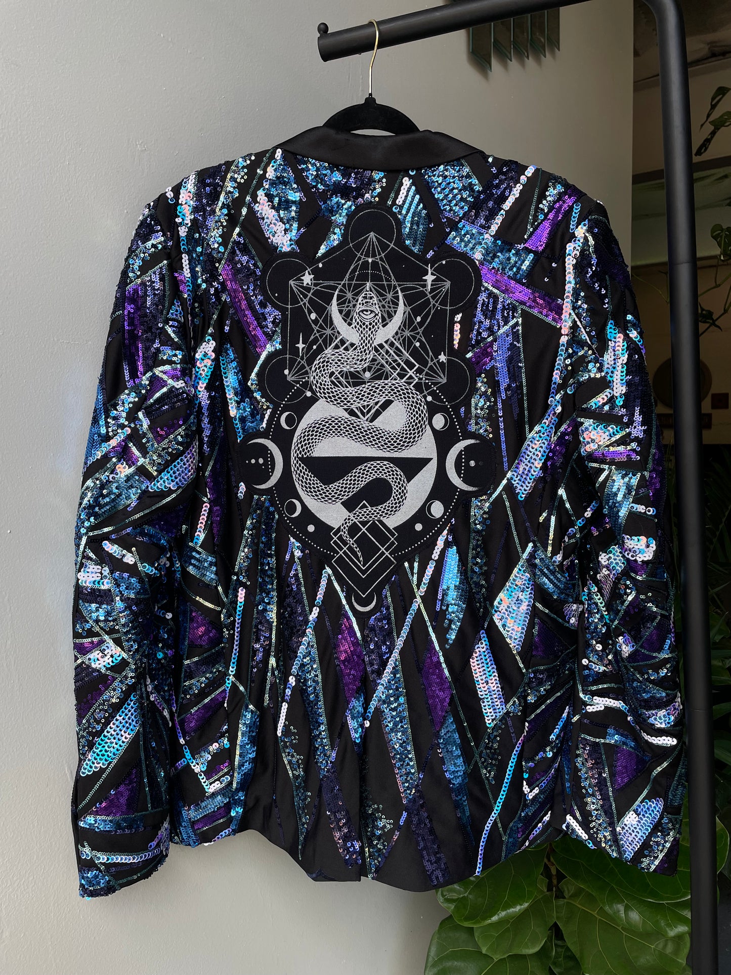 Blue Sequin Snake Blazer