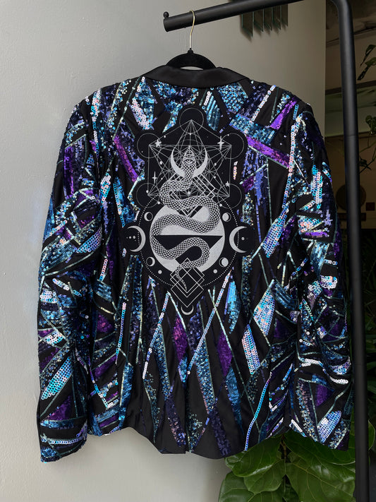 Blue Sequin Snake Blazer