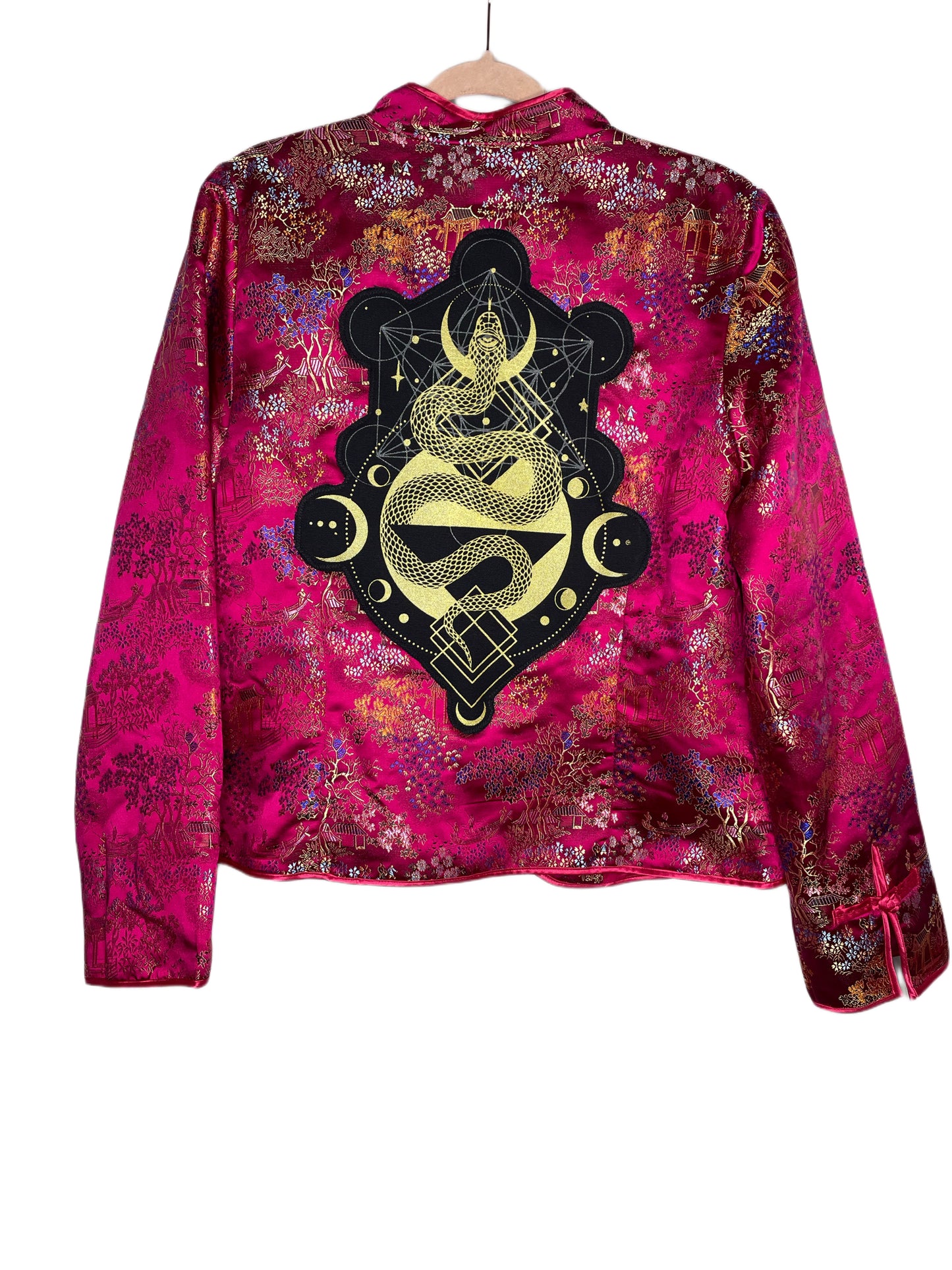 Hot Pink Oriental Snake Brocade Jacket XL