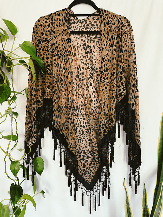 Velvet Burnout Cheetah Poncho