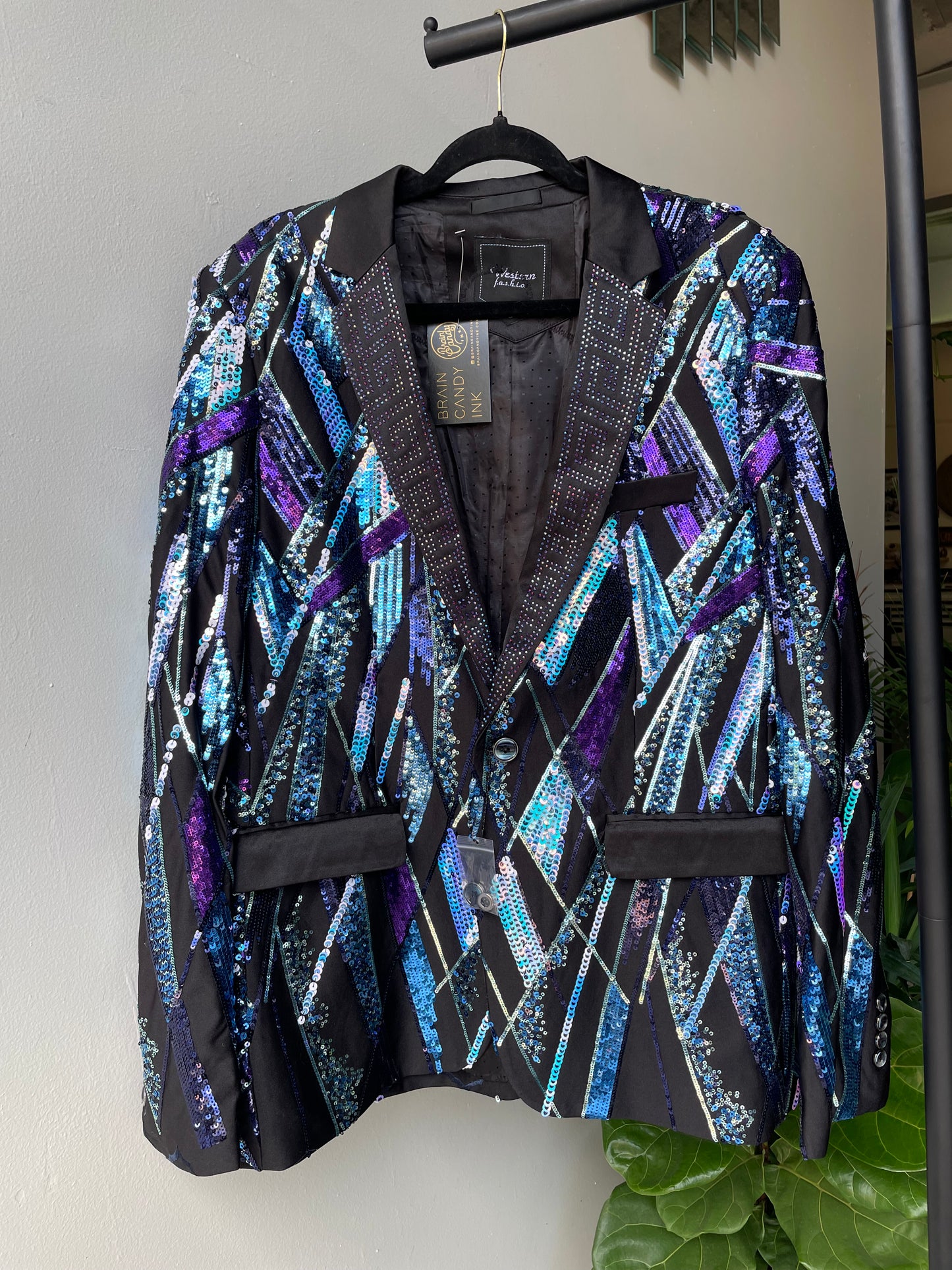 Blue Sequin Snake Blazer