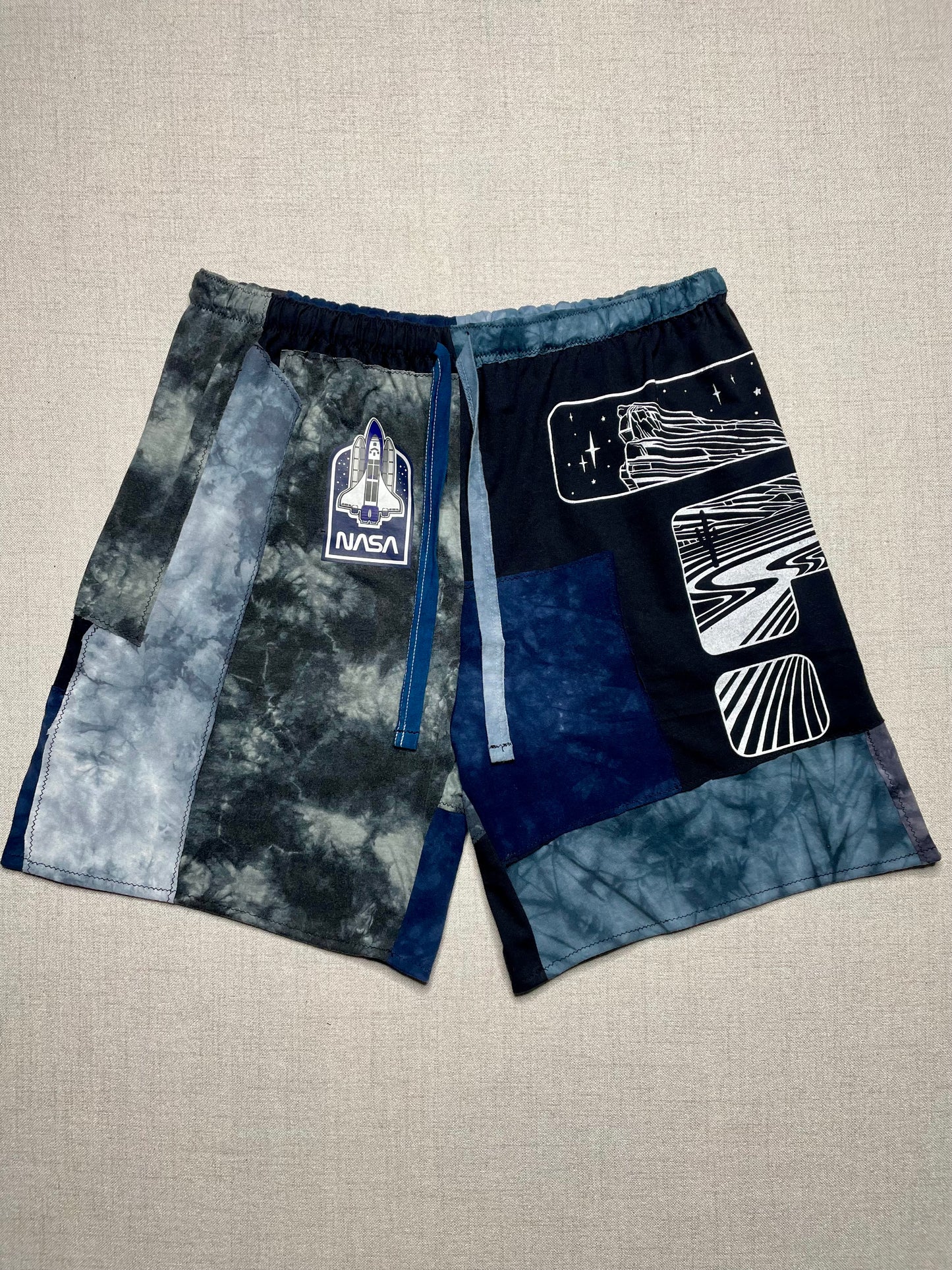 Patchwork Shorts - 35” Elastic - Long L/XL