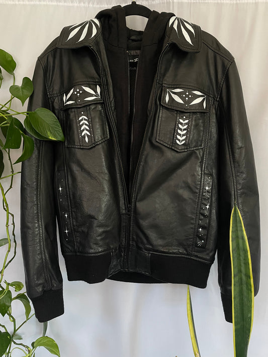 Hand Painted Leather Jacket - Medium