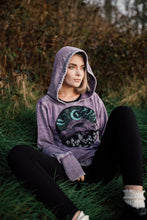 Load image into Gallery viewer, GLOW in the DARK Appalachia Purple Mountain Pullover Hoodie - Moon Sky and Crystal Hoodie - Acid Washed Fabric
