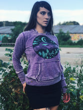 Load image into Gallery viewer, GLOW in the DARK Appalachia Purple Mountain Pullover Hoodie - Moon Sky and Crystal Hoodie - Acid Washed Fabric

