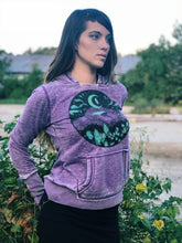 Load image into Gallery viewer, GLOW in the DARK Appalachia Purple Mountain Pullover Hoodie - Moon Sky and Crystal Hoodie - Acid Washed Fabric
