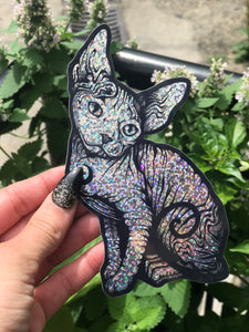Sphynx Cat Limited Edition Holographic Glitter Sticker