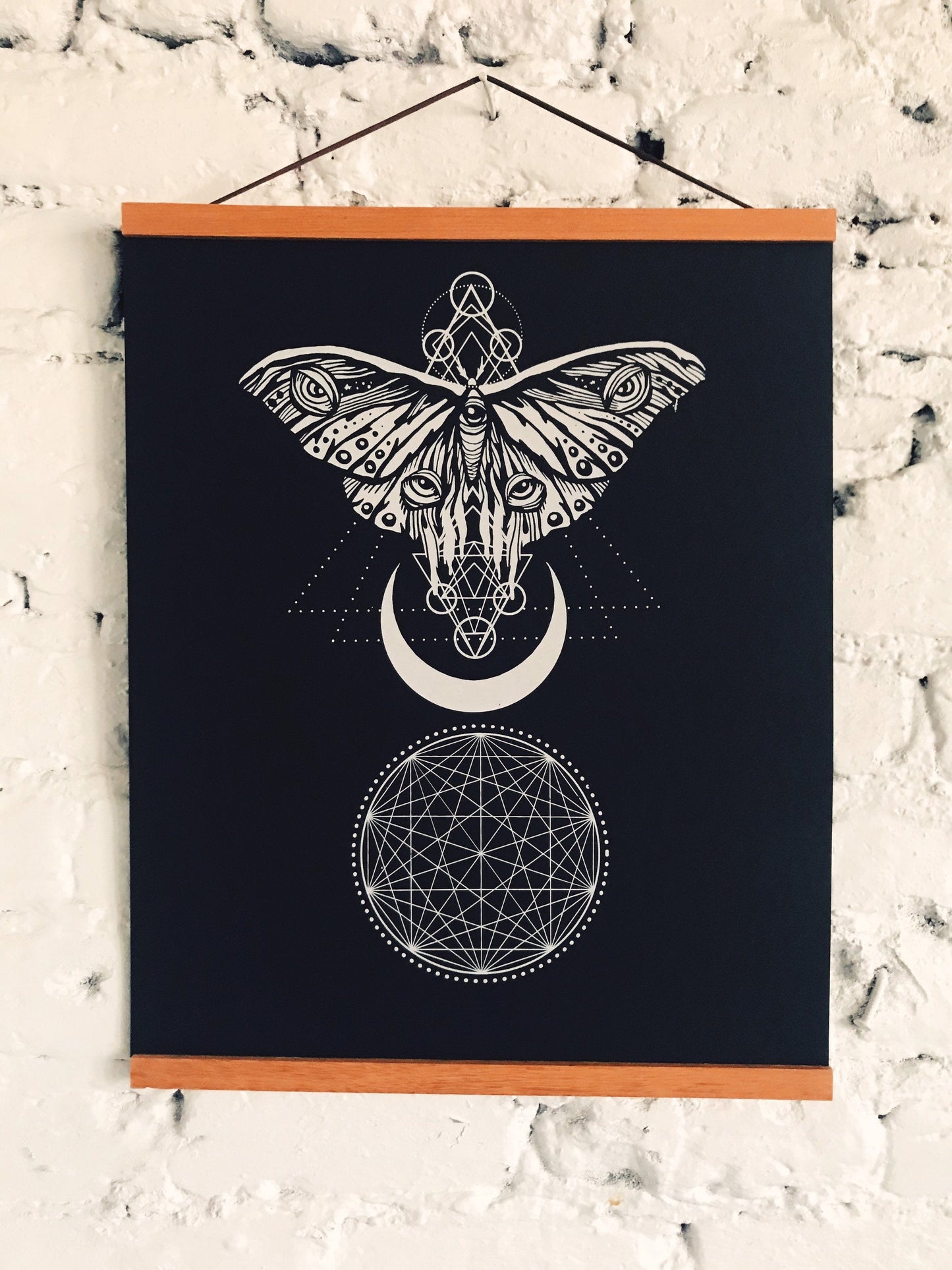 Moth Silkscreen on Black Licorice French Paper 16" x 20" - Limited Edition Print