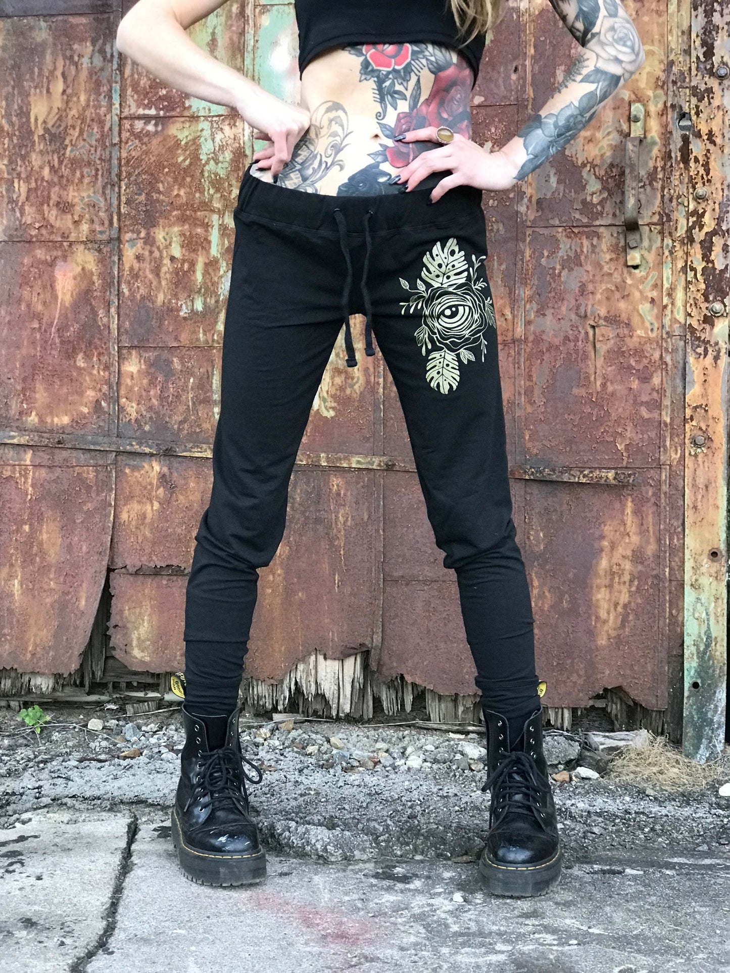 Eyeball Flower Shimmery Gold Unisex Joggers - Limited Edition