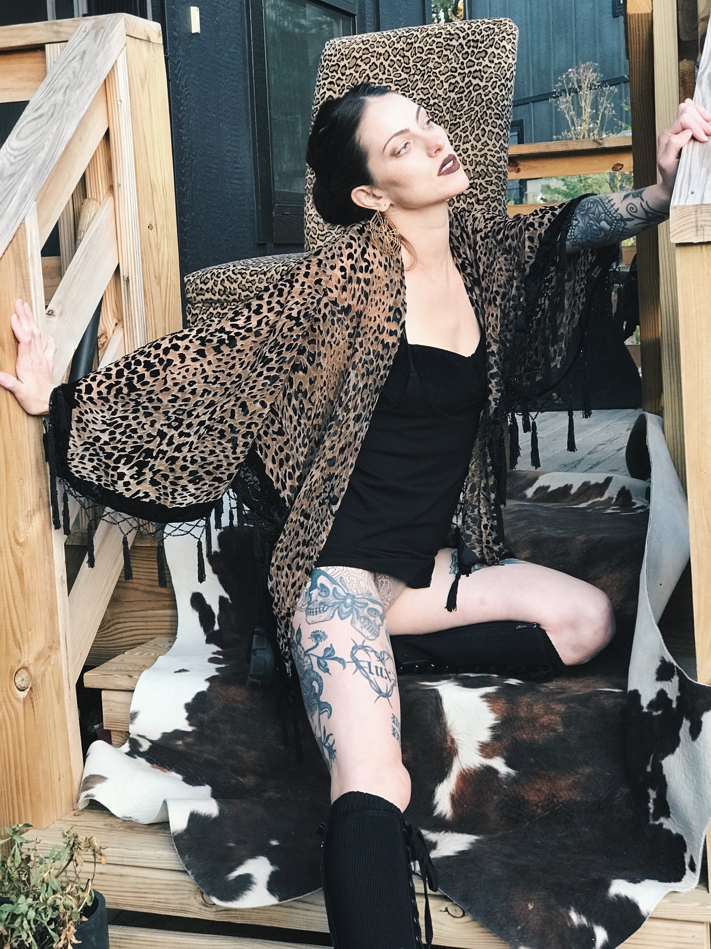 Velvet Burnout Cheetah Poncho