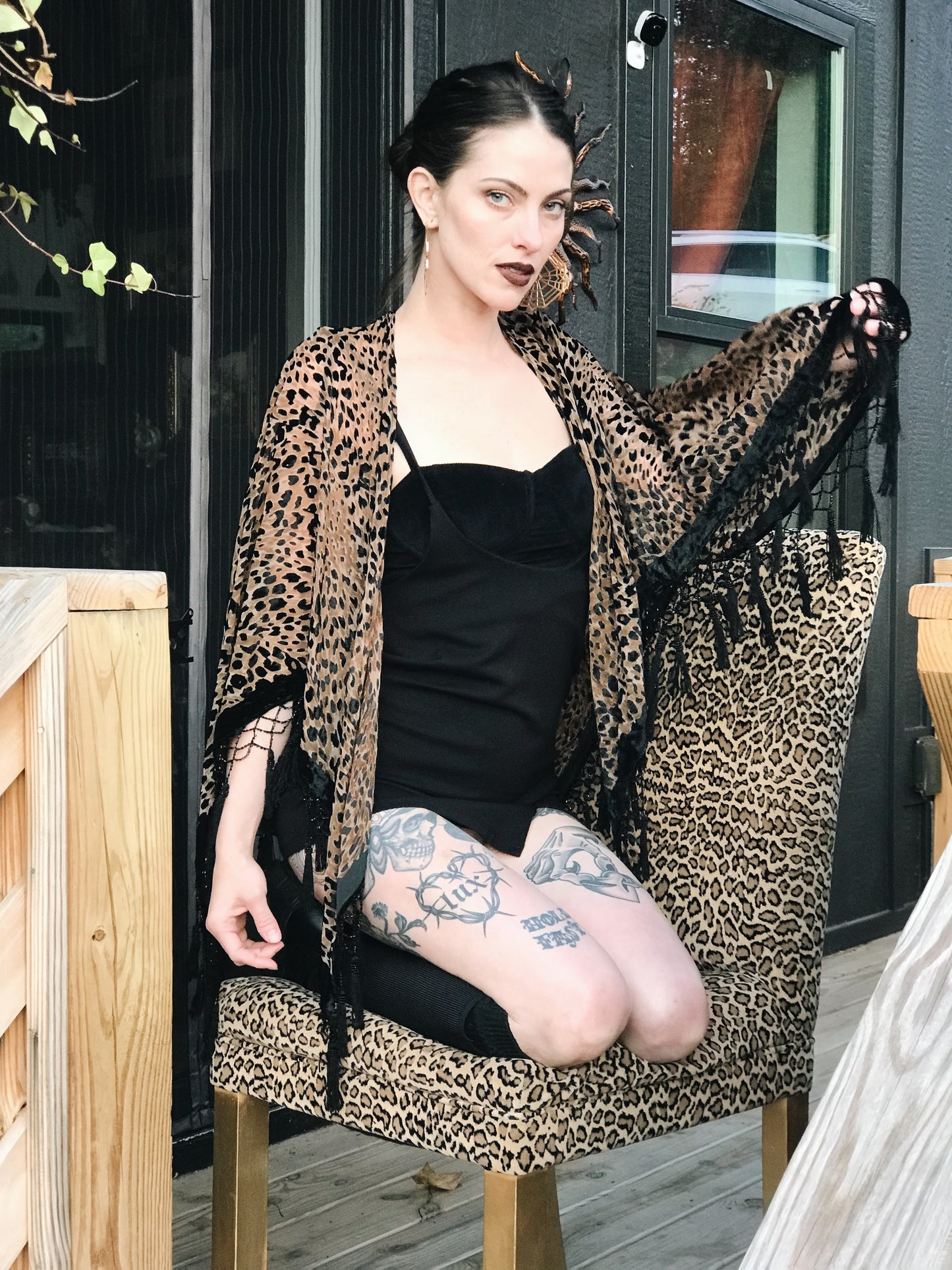 Velvet Burnout Cheetah Poncho